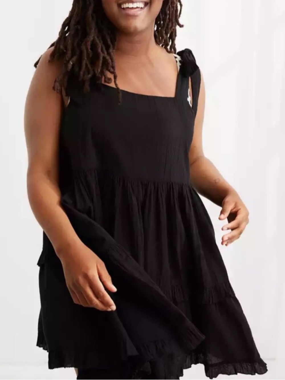 Aerie Rock 'N Ruffle Tie-Shoulder Mini Dress